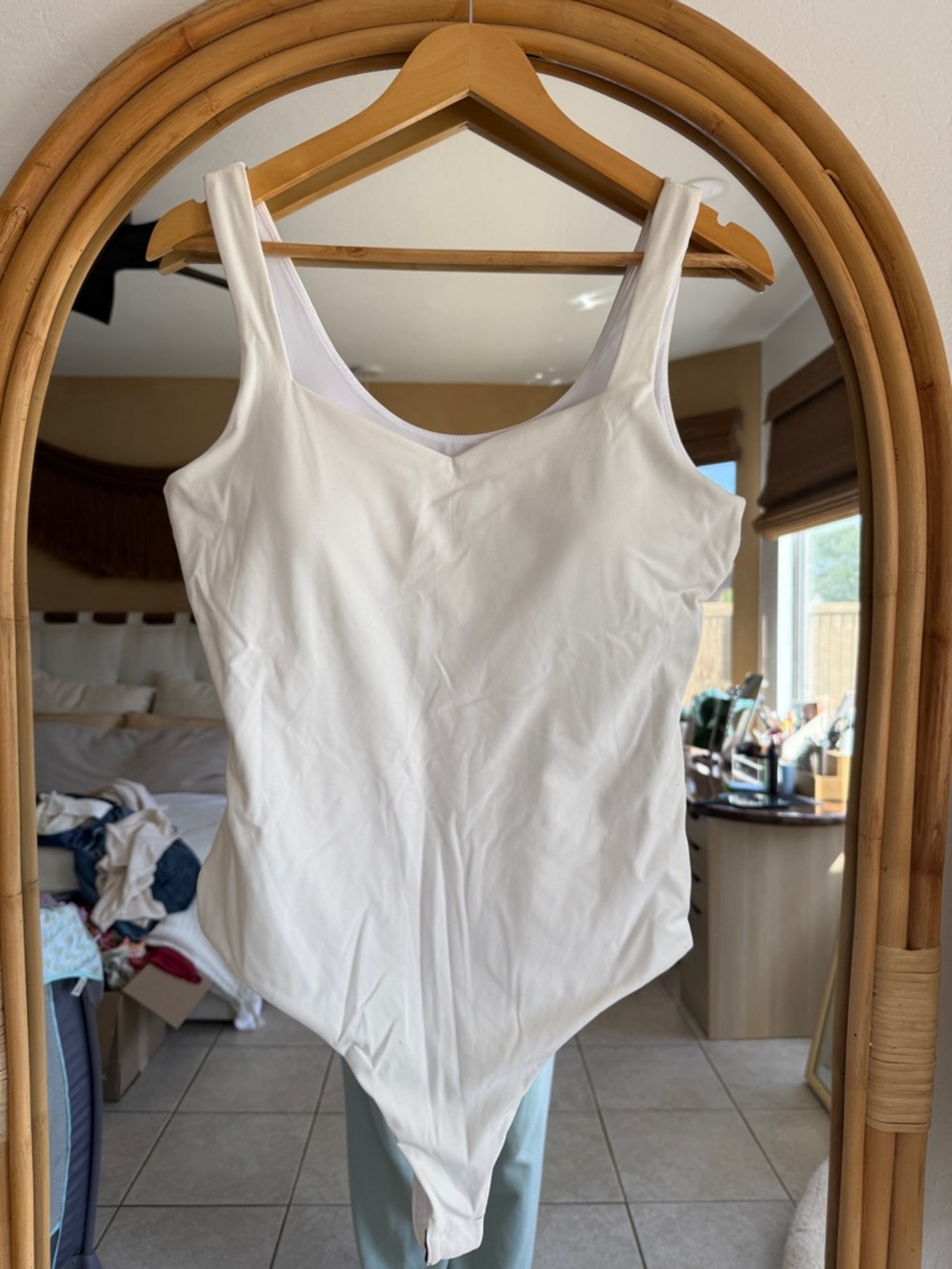 Klassy Network White Scoop Neck Bodysuit